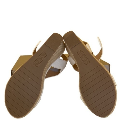 Reaction Kenneth Cole Card platform Wedge espadrille white woven straw sandal - Picture 7 of 11